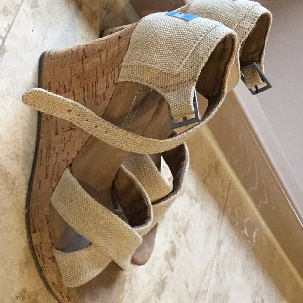 Toms cork wedge sandals